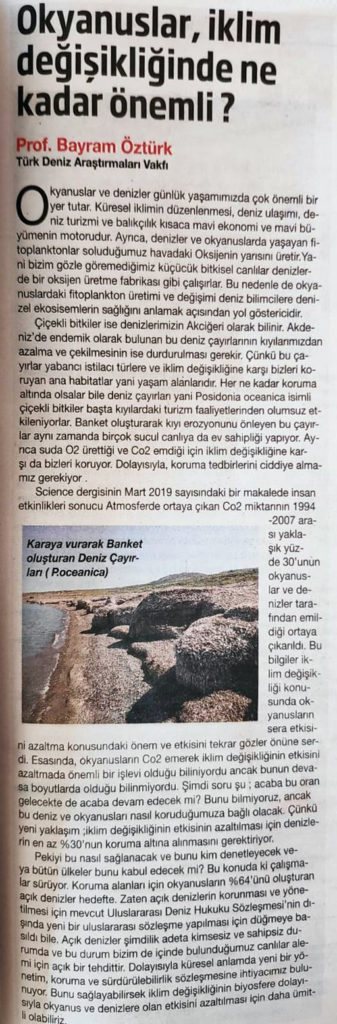 Okyanuslar, iklim değişikliğinde ne kadar önemli? – Prof. Dr. Bayram Öztürk – Mayıs 2019